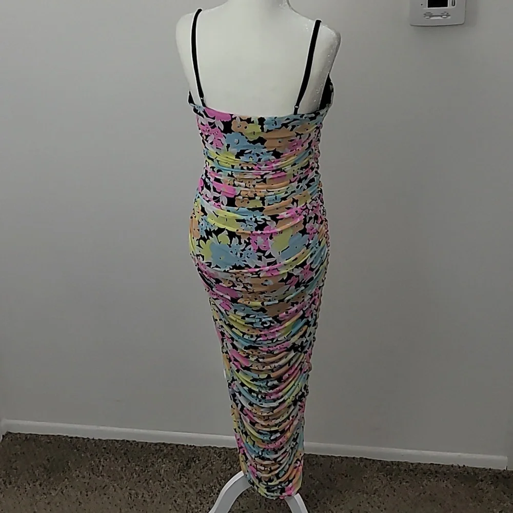 ARFM Ruched Mesh Midi Slipdress in Sky Floral Size Large NWT - Picture 6 of 15